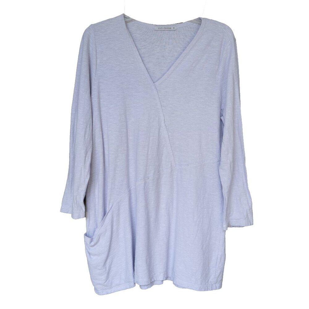 CUT LOOSE Slub Tee Shirt Linen Cotton Lagen Look Pastel Purple Soft Girl Pull On